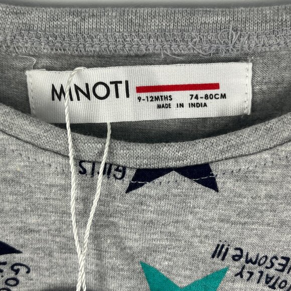 Minoti Baby Toddler Dress Size 9-12M Gray Long Sleeve Raglan 100% Cotton - Picture 4 of 7